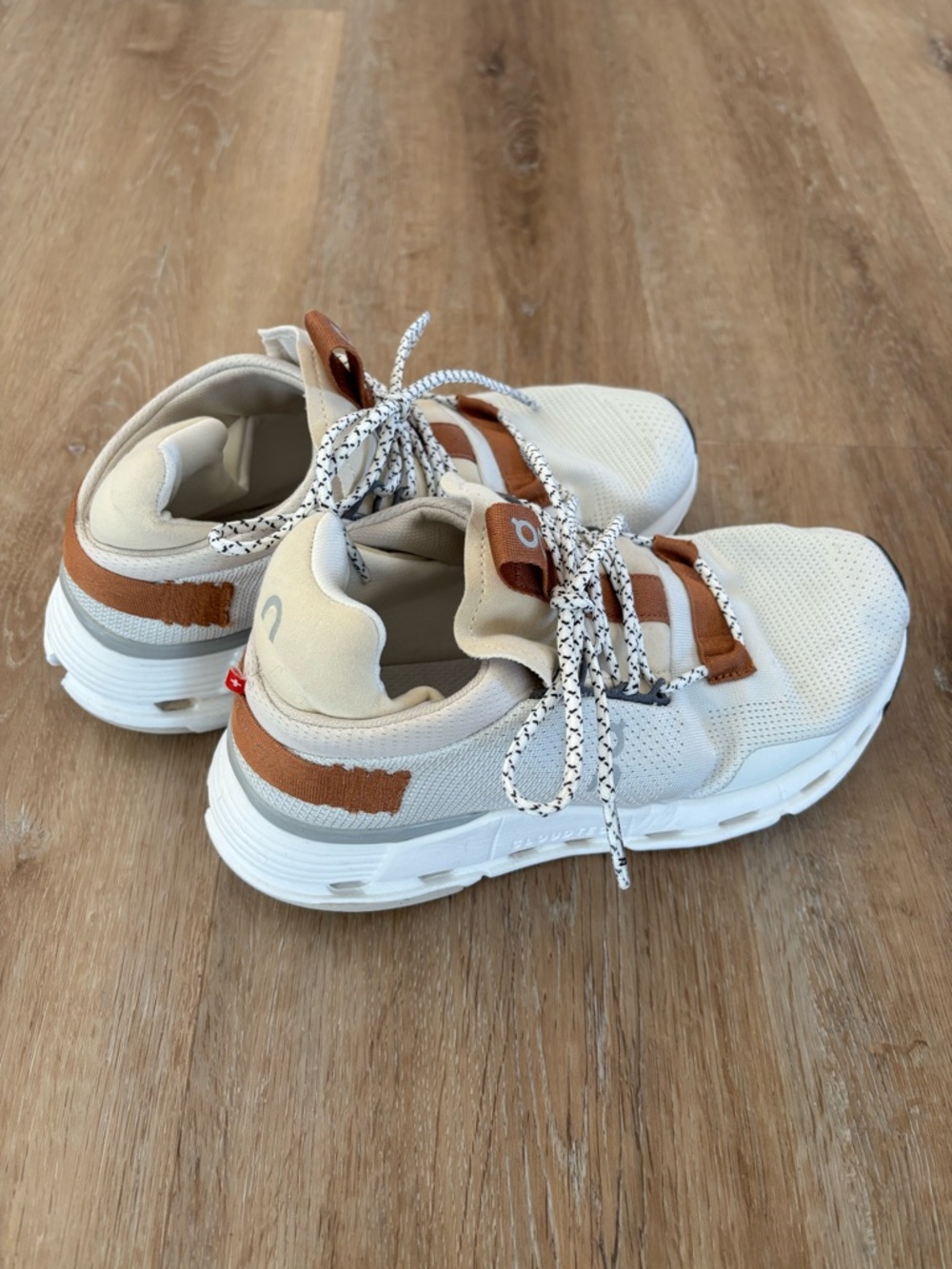 On Running Cream and Brown Women's Athletic Sneakers